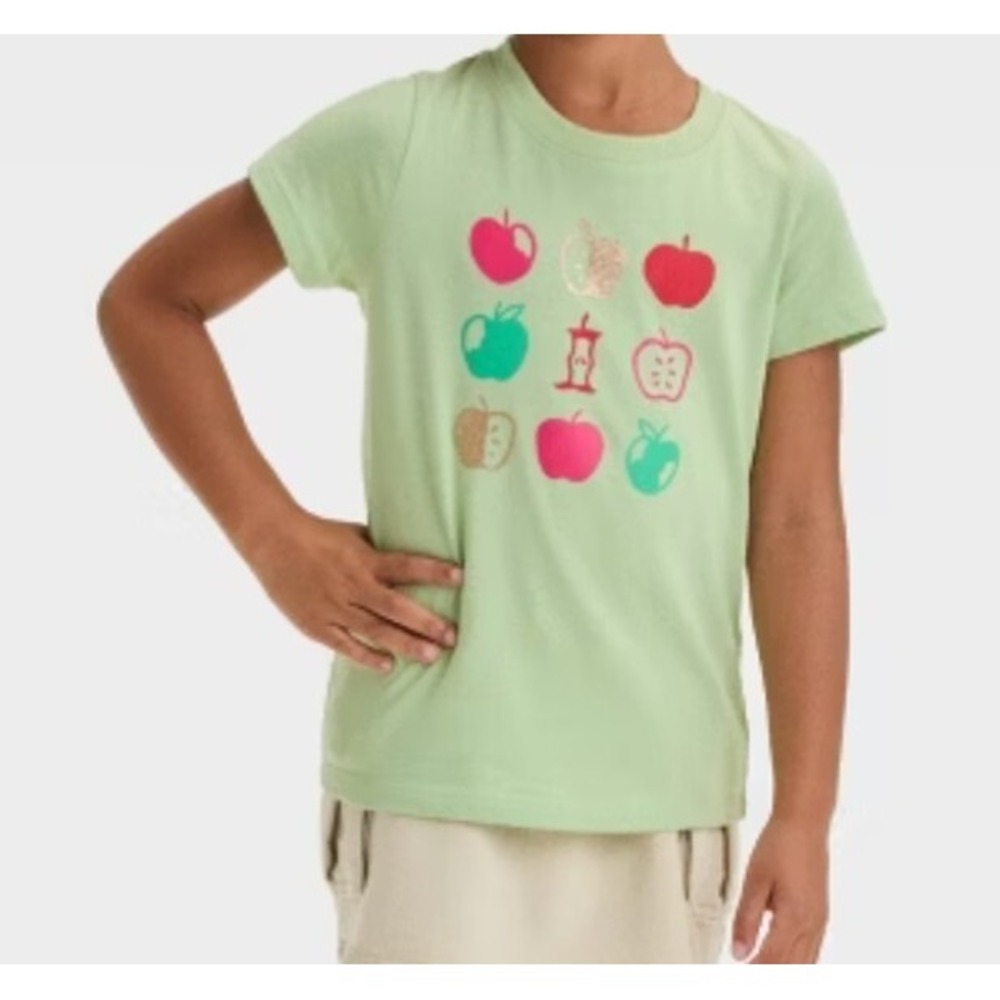 Girls Cat & Jack green apple short Sleeve T Shirt Size 12 months NEW